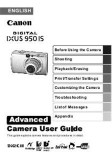 Canon Digital Ixus 950 IS manual. Camera Instructions.
